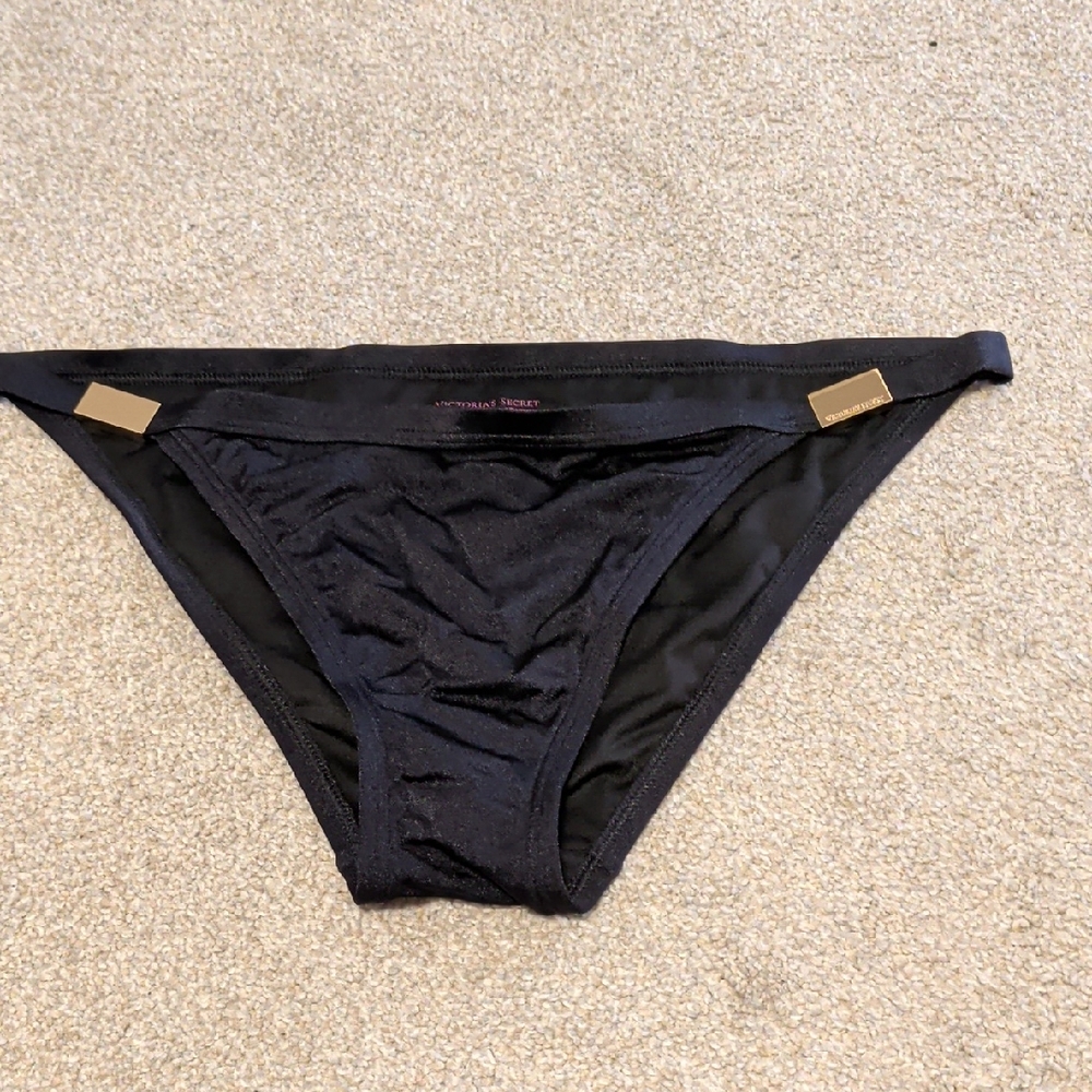 Victoria's Secret Black Bikini Bottoms with Gold Hardware